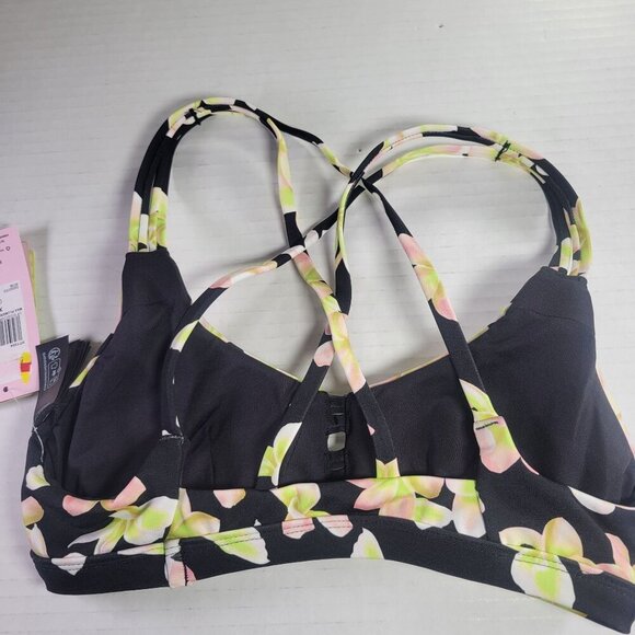 Hurley x Carissa Moore Women Max Plumeria Floral Strappy Scoop Bikini Top Size X - Picture 4 of 9